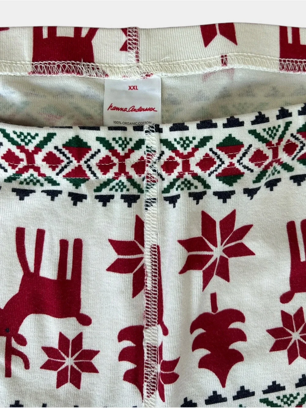 Hanna Andersson Dear Deer Faire Isle Reindeer Long John Pajamas Adult XXL